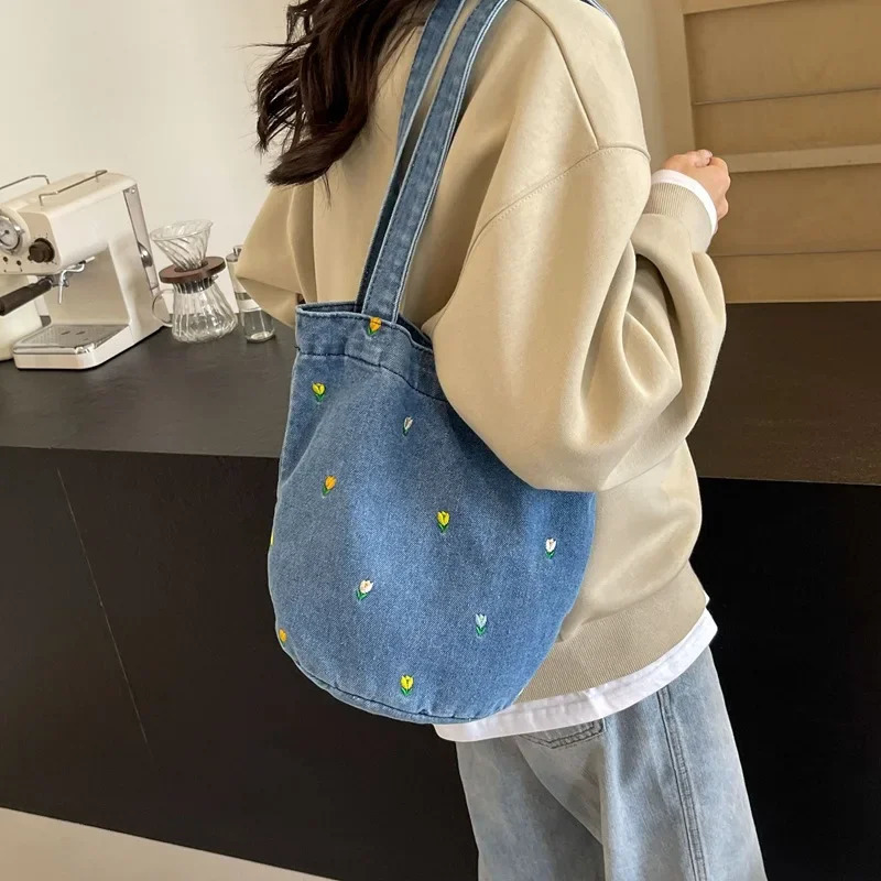 Womens shoulder bag fashion handbag canvas womens handbag store denim handbag student backpack Bolsos Mujeres 241111