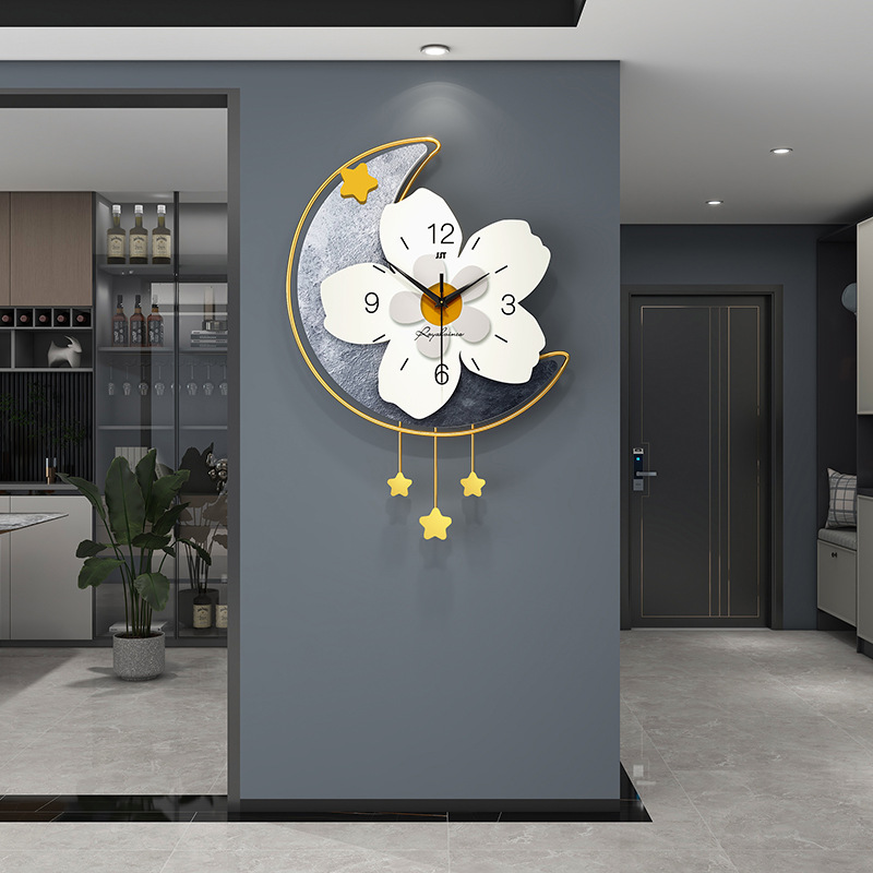 Modern Simple Wall Clock Living Room Home Flower Wall Clock Art Creative Stylish Digital Silent Large Reloj De Pared Home Decor