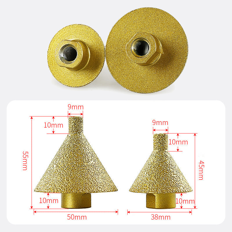 Diamond Beveling Chamfer Bit For Angle Grinders Ceramic Tile Stone Hole Opener Chamfering Tools Conical Umbrella Grinding Head