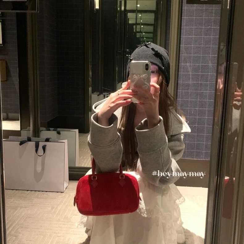 Miyagawa Spring Summer Korean Fashion Handbag Suede Cusal One Shoulder Crossbody Bags 241111