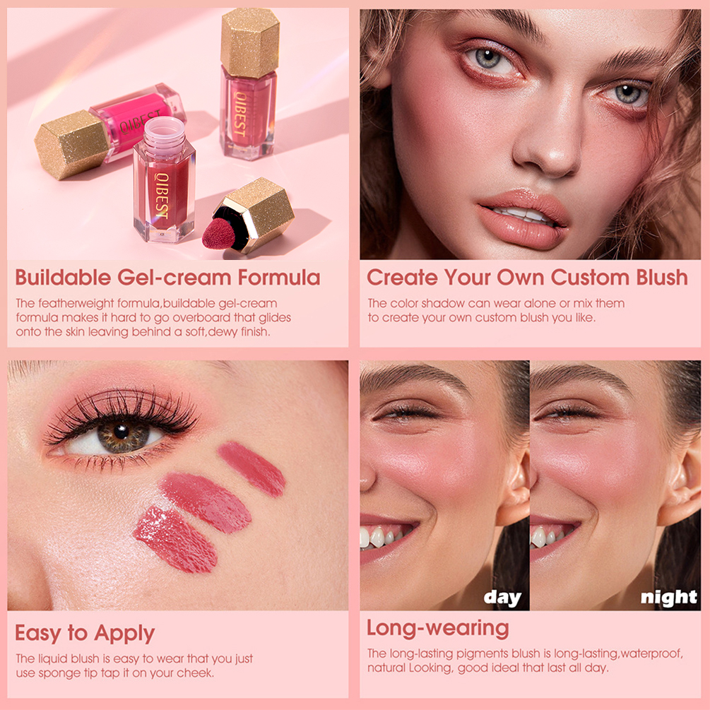 Liquid Cheek Blush Facial Nourishing Blush Gel Cream Waterproof Multi-purpose Eyes&lips Makeup Blush Stick Cosmetics 5 Colors