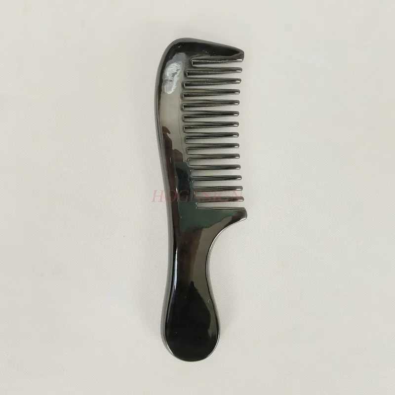Natural buffalo horn wide comb bead professional massage anti itch curling comb large wide tooth comb natural black W241112