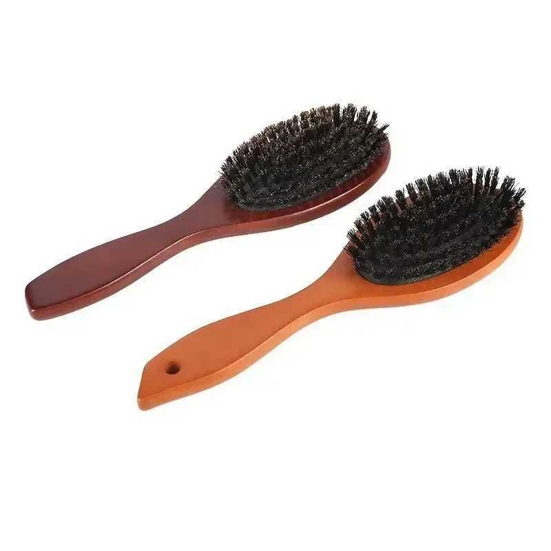 Natural bristle brush anti-static oval hair removal comb fashionable comb wooden female hair brush W241112