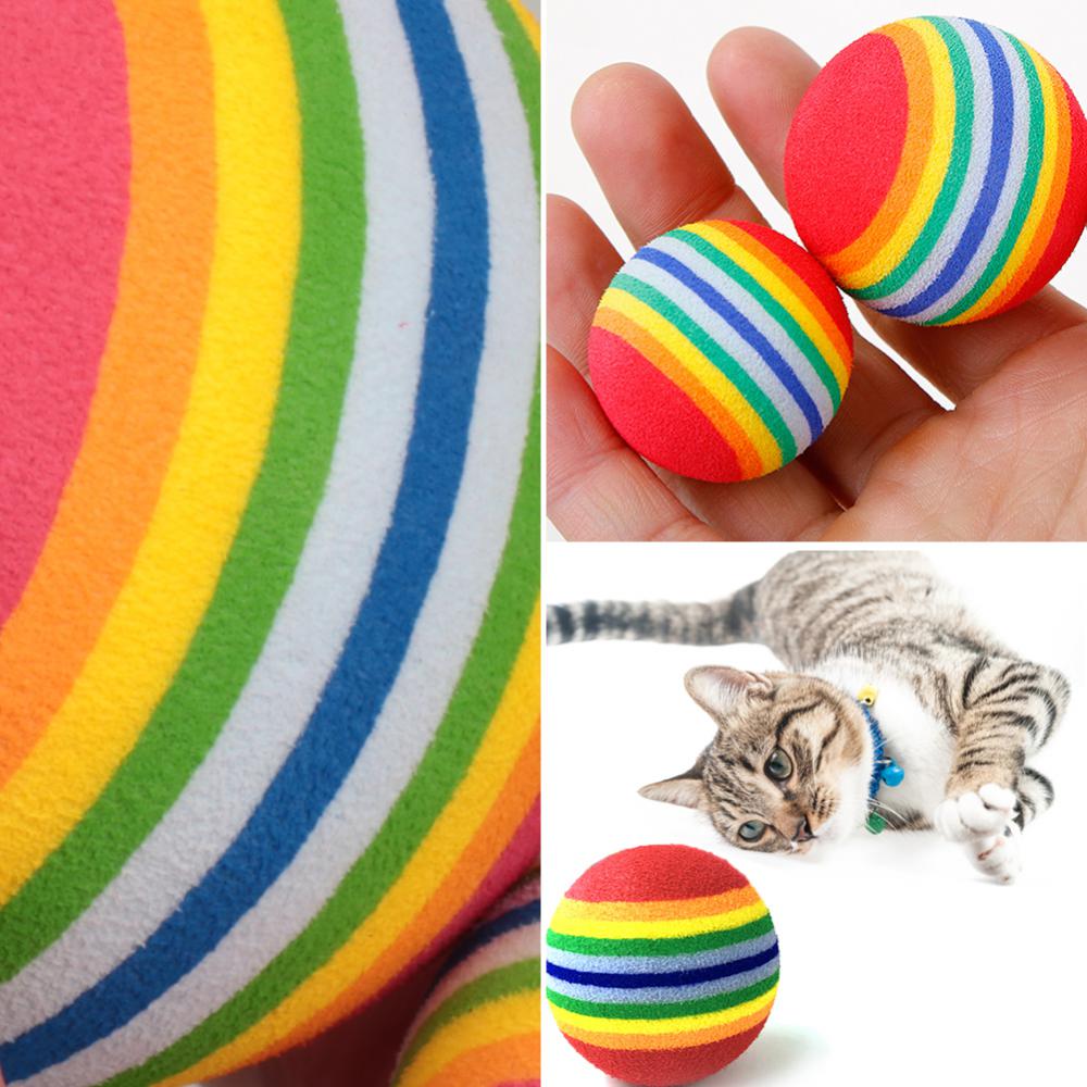 5-1PCS Colorful Pet Toy Balls Rainbow Ball Interactive Cat Toys Chewing Rattle Scratch Natural Foam Ball Training Pet Supplies