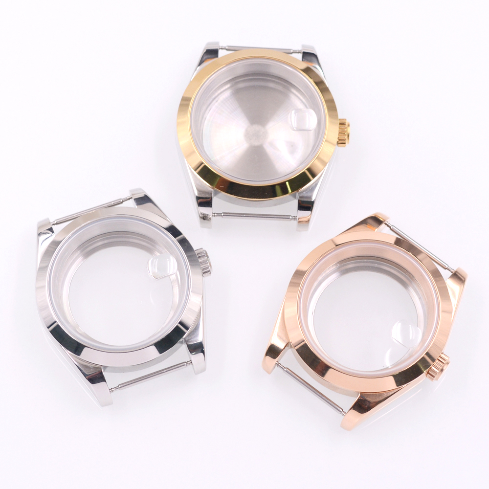 36MM/40MM Sapphire Glass Watch Case Fit NH34 NH35 NH36 PT5000 ETA2824 2836 Miyota 8215 8205 Movement Sier/Rose Gold 011d8
