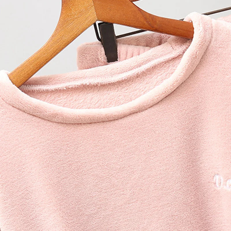 Womens winter flannel pajama set wool pajama thick warm velvet womens set autumn sportswear womens pajama 241112