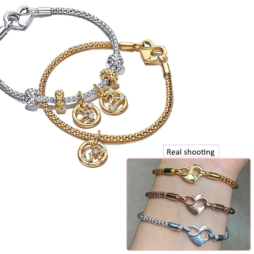 New Heart Lock Necklace 45cm Gold Plated 3 Color Bracelets Loved Anniversary For Women Gifts Valentines Day For Party DIY