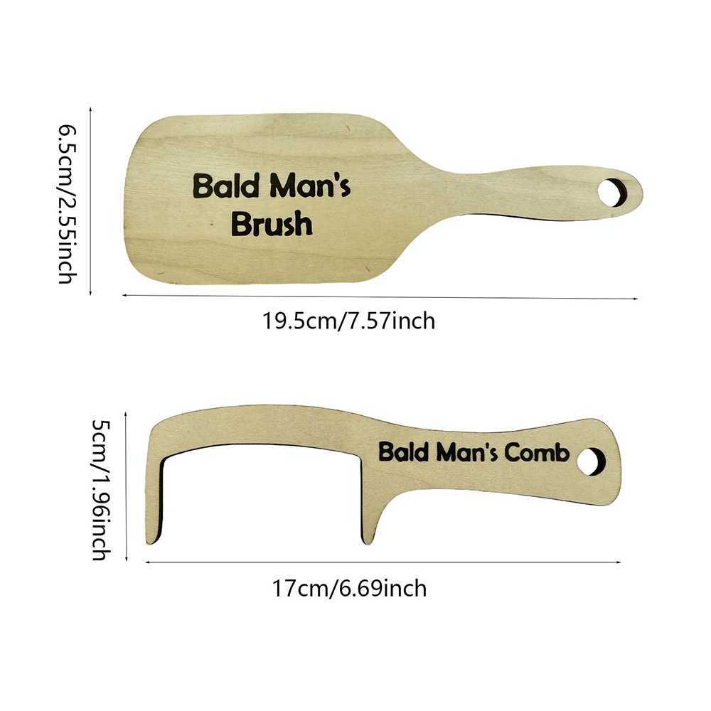 Bald man brushes fun wooden hair toothless comb bold head Polish shiny hair brush novel and interesting gift for adult bald W241112