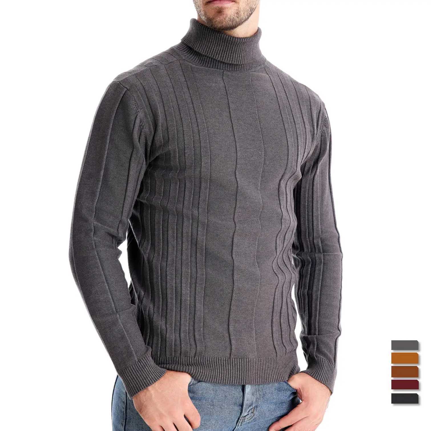 AIOPESON ultra-thin fit pull turtle neck mens casual solid color warm stripe sweater mens new winter fashion sweater mens W2411111