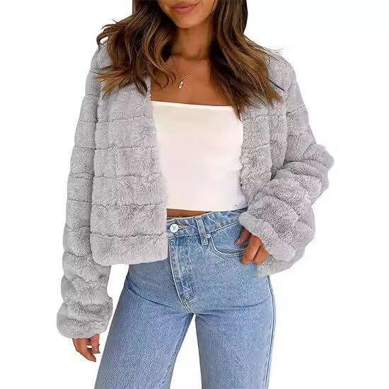 shanshi fur coat women Autumn and Winter New Faux Fur Long Sleeve Front Open Short Coat Top Women's Clothing