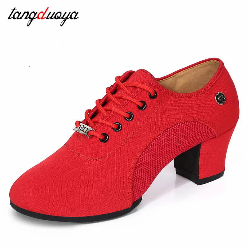 Womens Latin ballroom dance shoes with soft sole fabric womens tango practice dance shoes middle boots womens anti slip dance shoes 241111