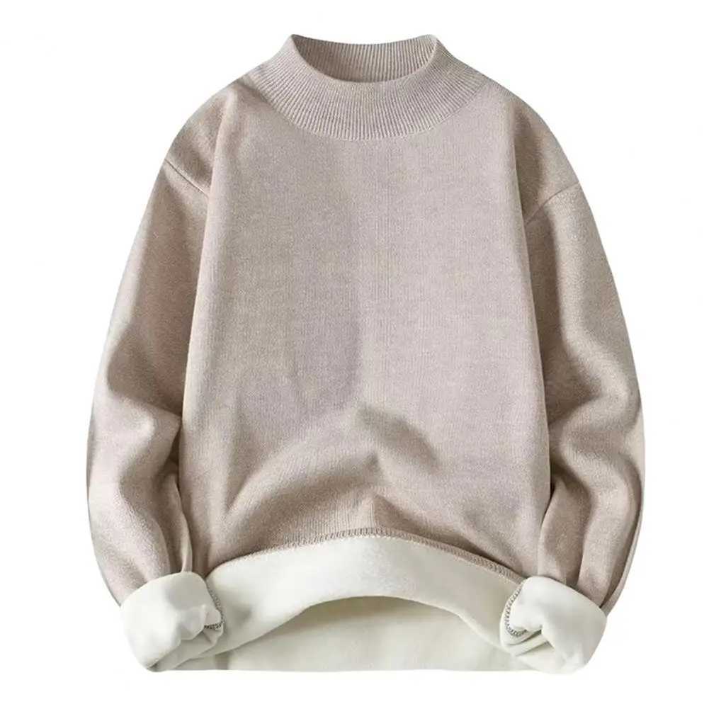 Autumn and Winter Mens Half Collar Solid Color Wool Sweater Top Soft Long Sleeve Warm Sweater Mens Wear W2411111