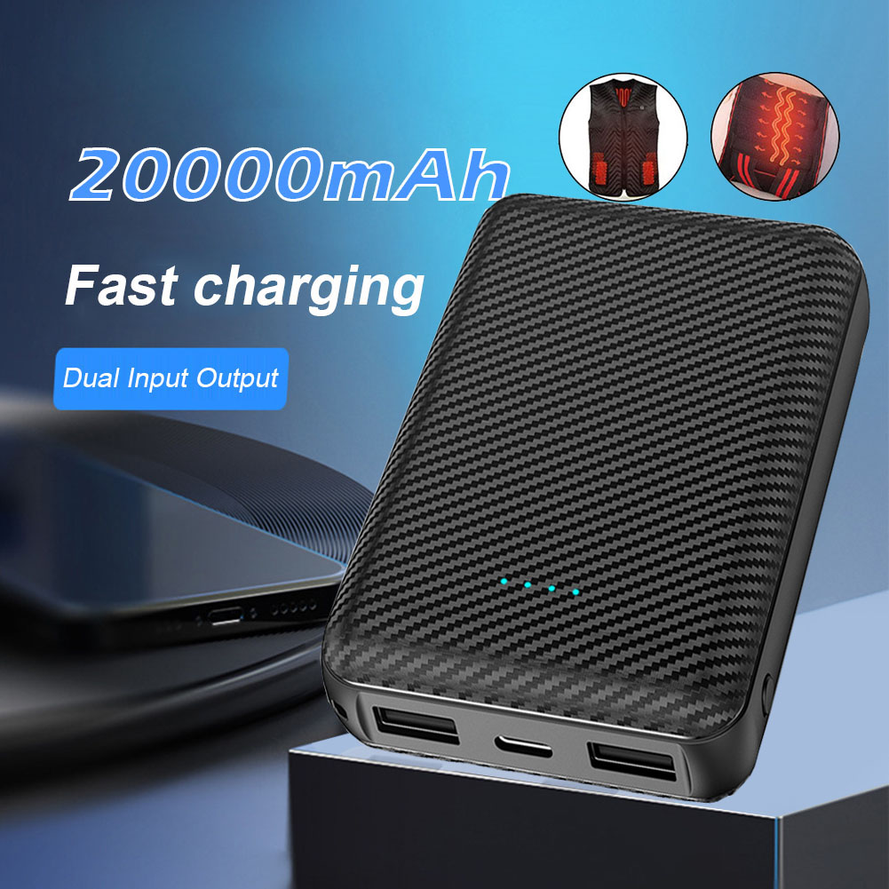 20000mAh Power Bank Vest Jacket Heated Charger External Battery winter Heating Scarf Socks Portable Electric Heating Equipment