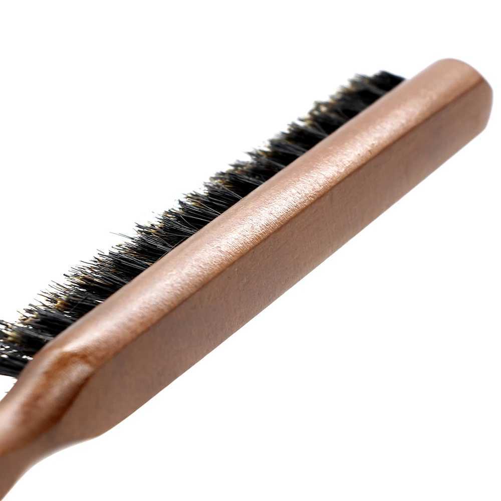 Natural pig mane hair fluffy comb wooden handle hair brush anti-static hair comb scalp massage hair stylist styling tool W241112