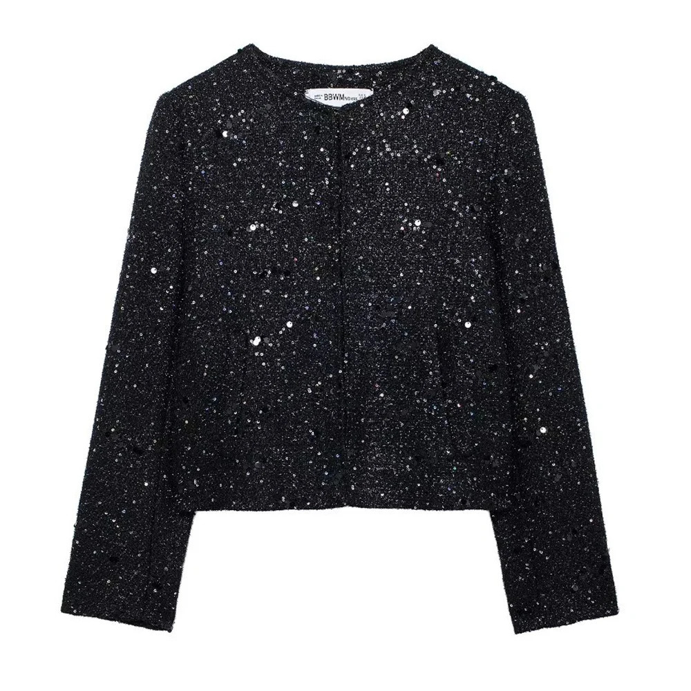 AutumnWinter Womens Fashion Workplace Bead Decoration Short Style Texture Suit Retro Long Sleeve Coat 241112