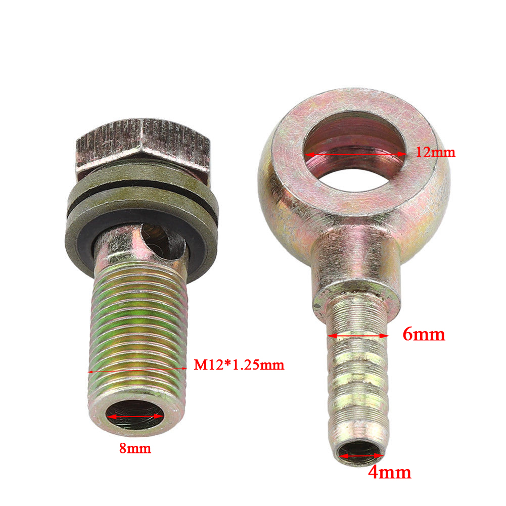 2pcs M12X1.25mm Oil Cooler Screw 8mm Ball Head Adapter For Motorcycle Refit Oil Cooler System Refitting Engine Oil Cooler