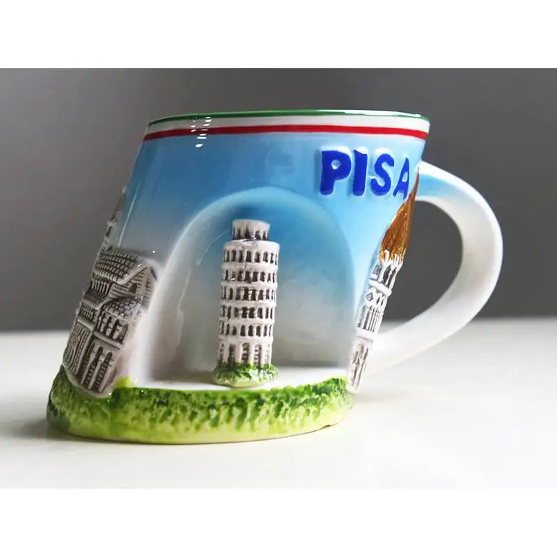 Creative Roman Italian Pizza Ceramic Cup Leaning Tower of Pisa Ceramics Coffee Cup Milk Coffee Cup Beverages Birthday Gift 241108