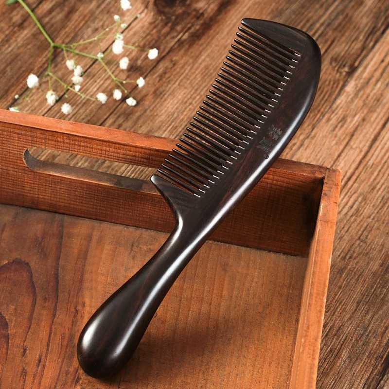 Ebony density comb with U-shaped root design circular grip healthy hair comb anti-static knot hair comb W241112