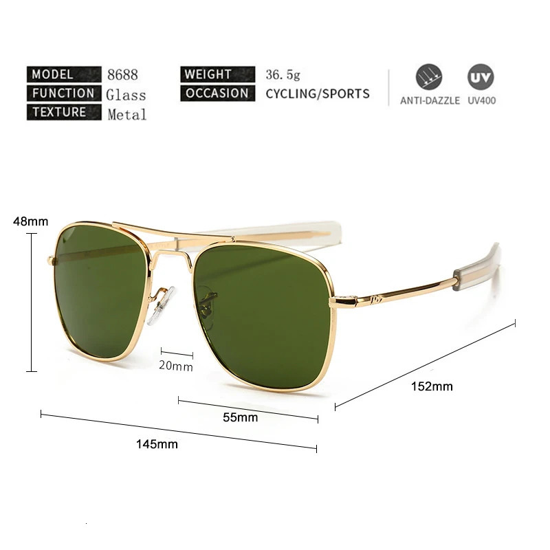 Aviation Sunglasses Men Women Outdoor driving glasses pilot American Army Military Optical AO SunGlasses glasses Oculos de sol 240407