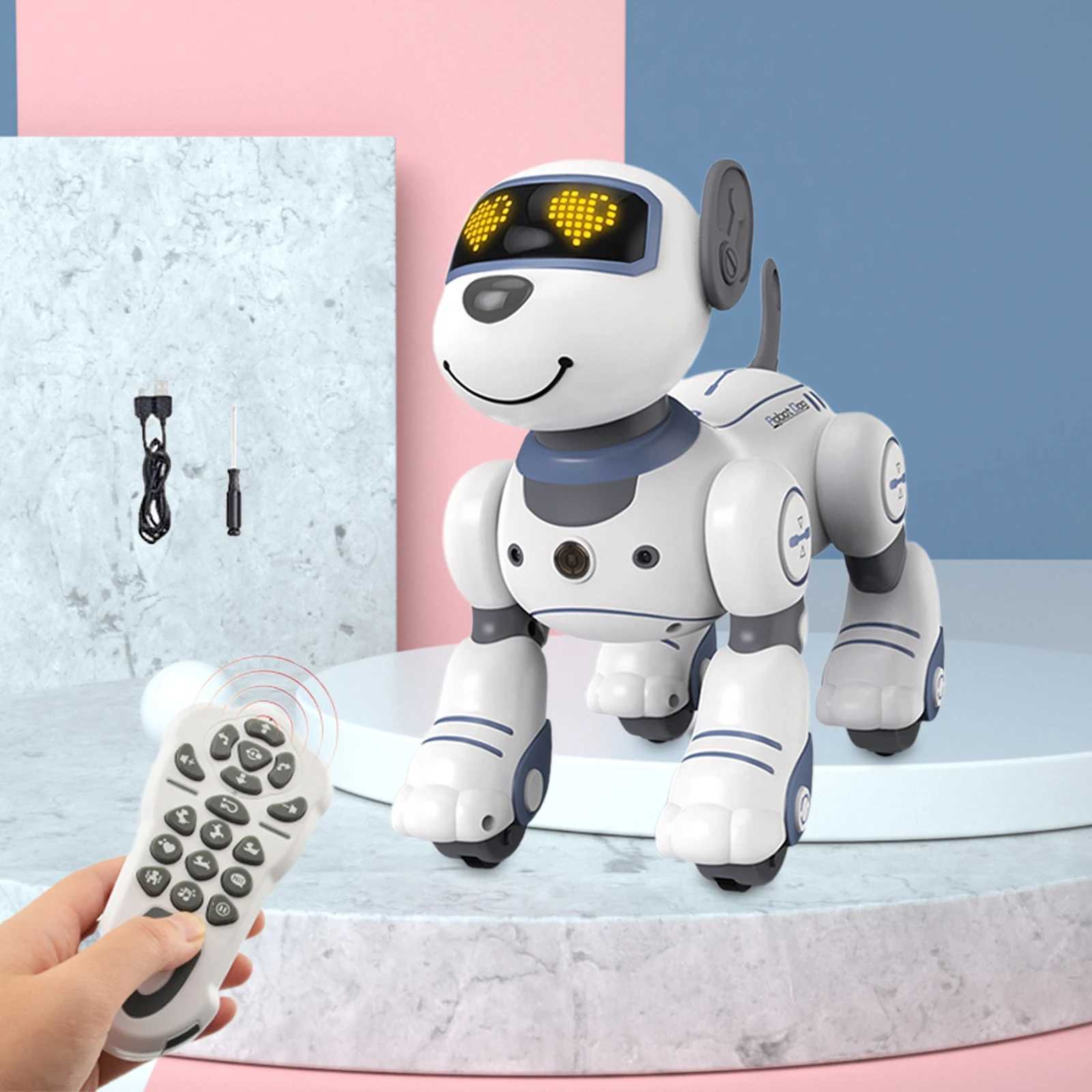 Electric/RC Animals RC Robot Dog Electronic Walking Dog Intelligent Touch Remote Control Pet Dog Toys Childrens Toys Boys and Girls GiftsL2404