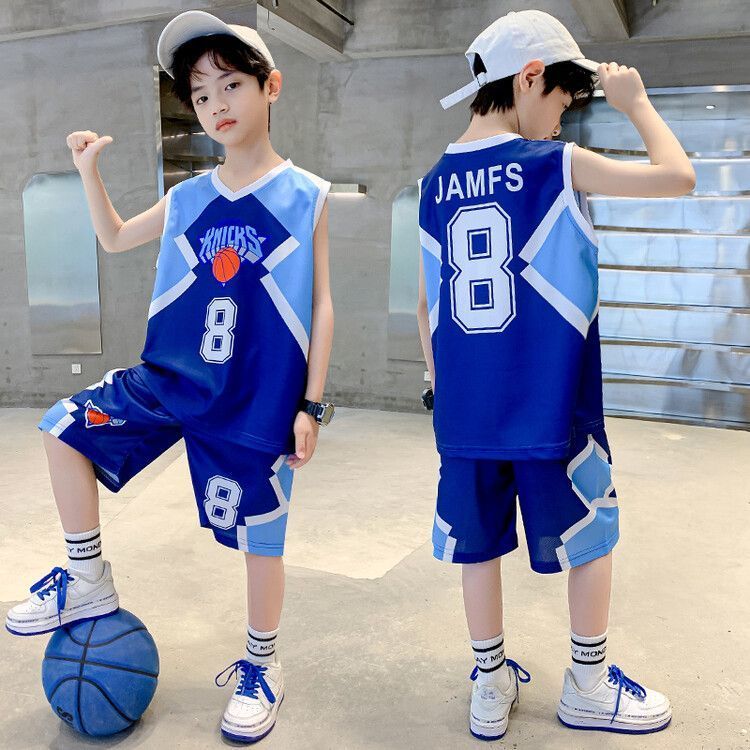 Kids Quick-drying New Boys Girls No.8 Basketball Summer Vest Jersey Children's Sports Short Sleeve Suit Tide