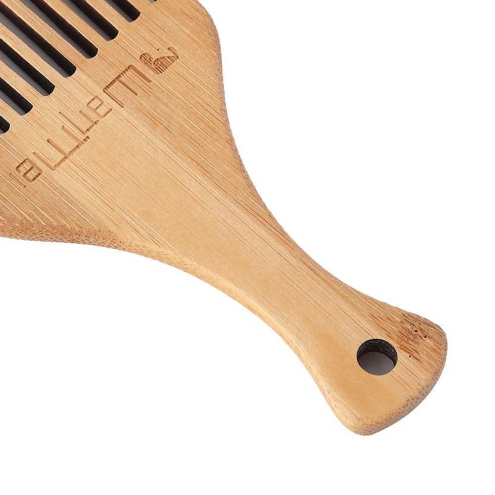 Wooden bamboo African comb wide toothed fork comb professional anti-static hair salon styling comb angle removal wet dry hair brush W241112