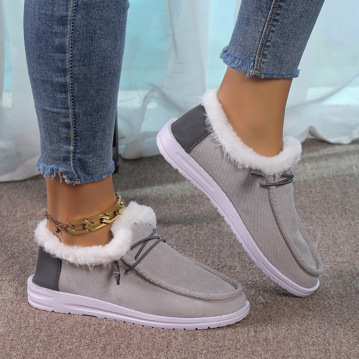 plus size 2024 winter new item european and american lace up woolen mouth snow boots for women with plush insulation plus plus plus size cotton shoes 
