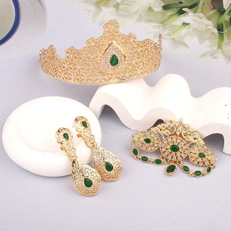 Women Jewelry Set Algeria Wedding Bridal Tiara Party Favor Crystal Brooch Women Earrings Designer Jewelry Sets Quality 750dc