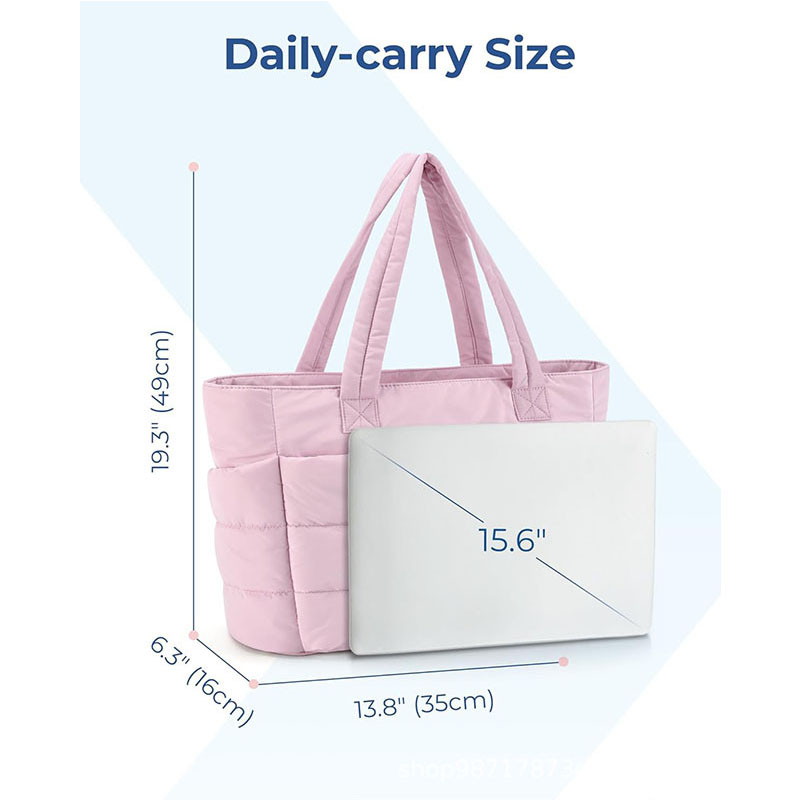 Tote Bag for Women Lightweight Puffy Tote Bag with Compartments Quilted Shoulder Bag Handbag for Travel Work Lady Shoulder Large Capacity Bag Designer