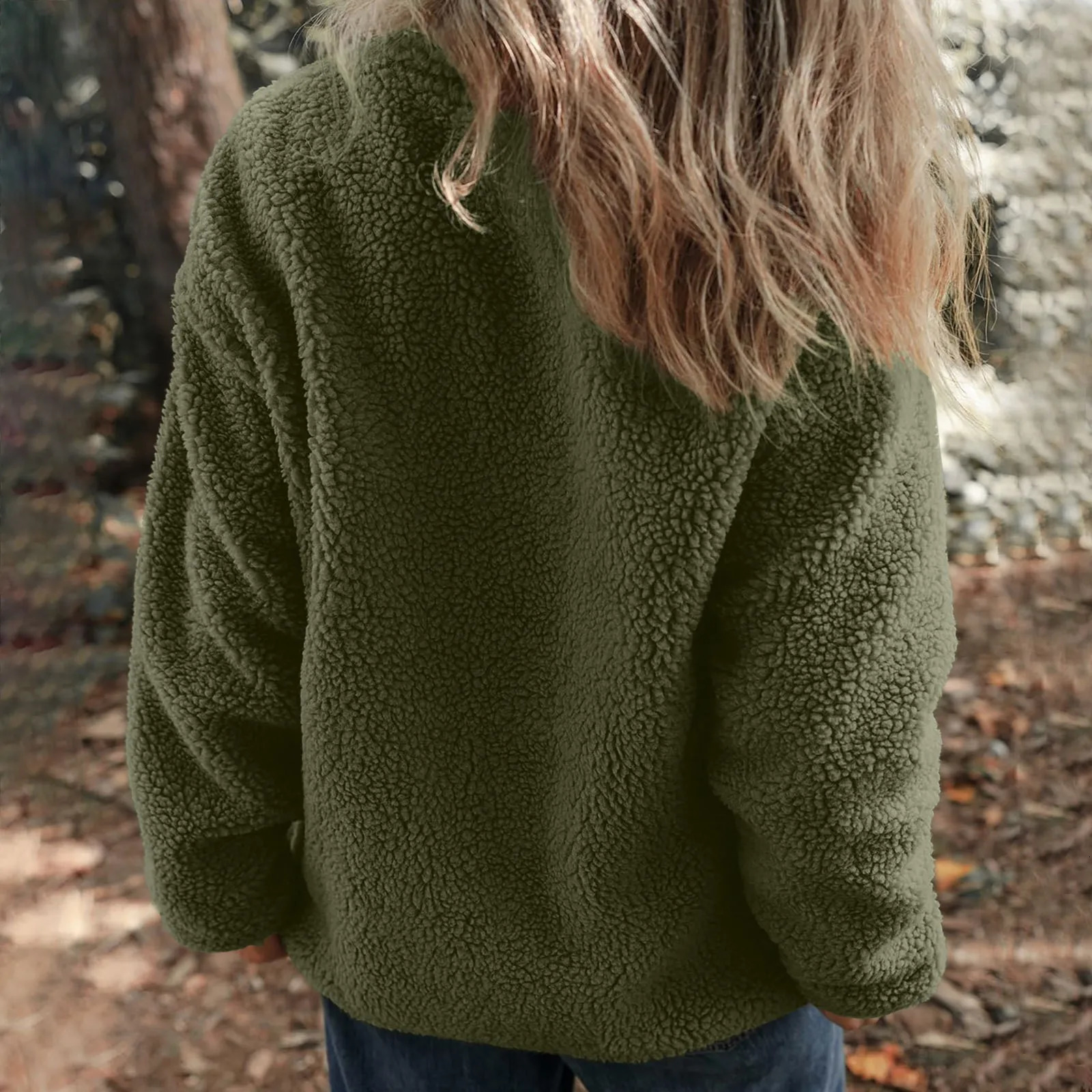 Winter Jacket for Women Womens Winter Trend Full Zipper Wool Jacket Long Sleeve Relaxing Warm Teddy Coat 241112