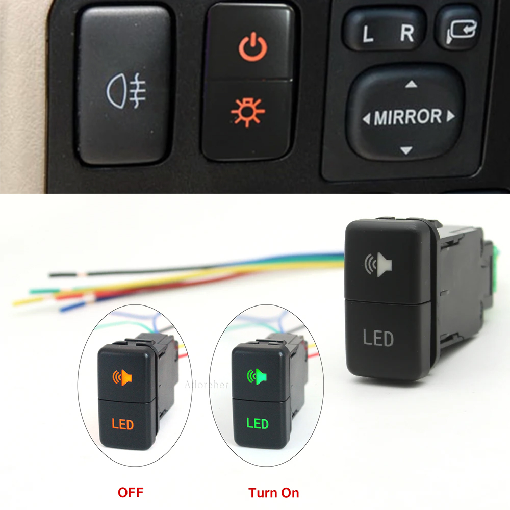 Car Power Air Pump Diff Fog Headlight LED Fuel Switch with Wire for Toyota Land Cruiser Prado 120 FJ CRUISE LC76