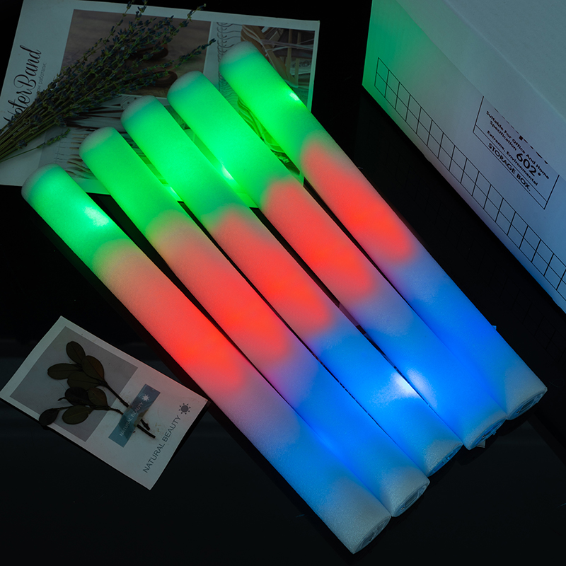 60Pcs Blue LED Glow Bulk Colorful LED Glow Sticks Foam Stick Cheer Tube Dark Light Birthday Wedding Party Supplies