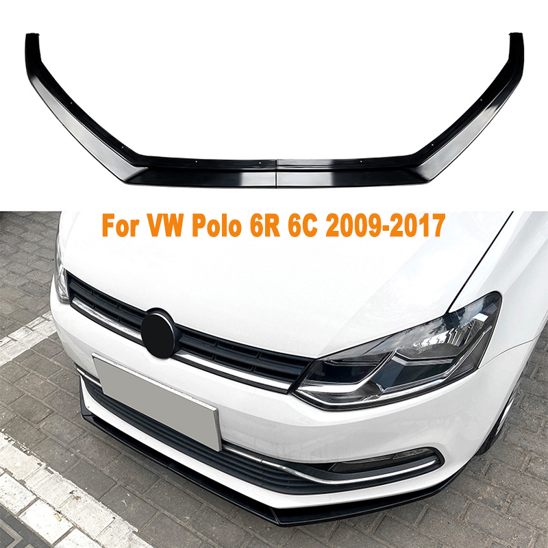 For VW Polo 6R 6C 2009-2017 Car Front Lip Splitter Diffuser Body Kit Spoiler Bumper Guard Protector Auto Accessories