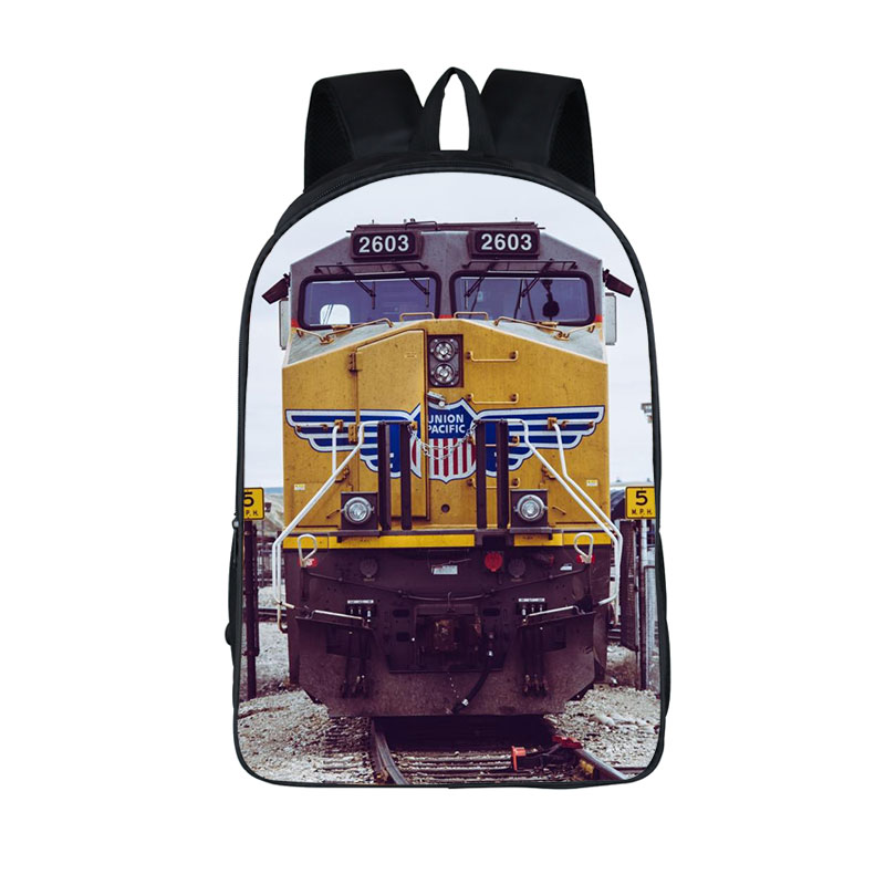 Old-fashioned Steam Train / Locomotive Pattern Backpack for Teenager School Bags Women Travel Student Book Bags Gift 16 Inches 8f33f