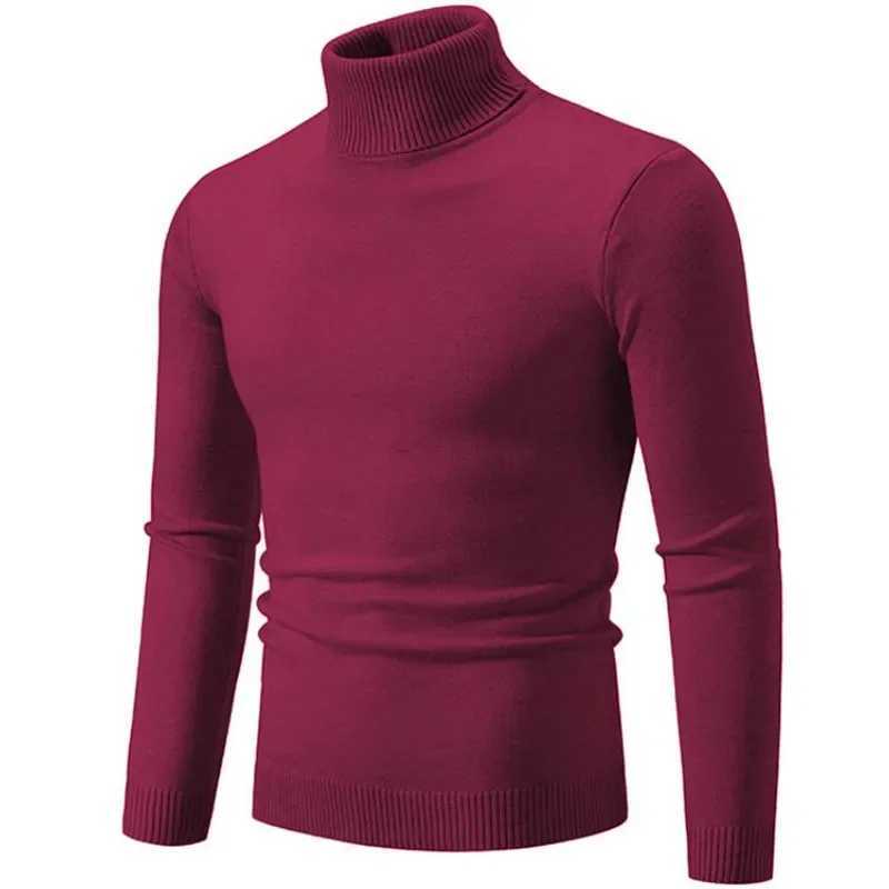 Mens high neck sweater solid color latte art autumn and winter turtle neck warm bottom shirt casual wool sweater 5XL-M W2411111