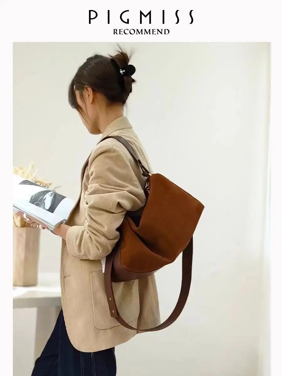Brand Designer Suede Women's Shoulder Bag Retro Crossbody Bag Pillow Handbag 2023 Winter New Trend