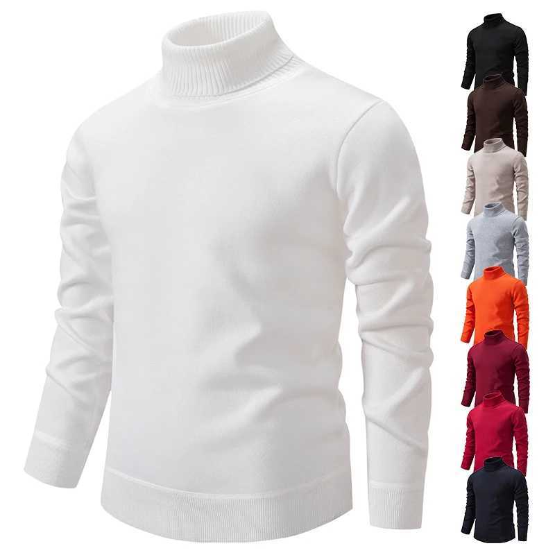 Winter Turtle Neck Sweater Mens Wool Knitted Floral Elegant Solid Clothing Luxury Warm Design Ultra Thin Fit Korean Knitted W2411111