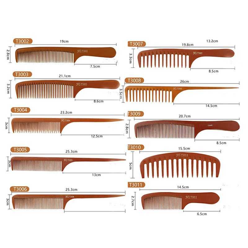 Pure handmade rubberwood comb salon anti-static and anti entanglement wood cutting comb hair brush care styling tools salon accessories W241112