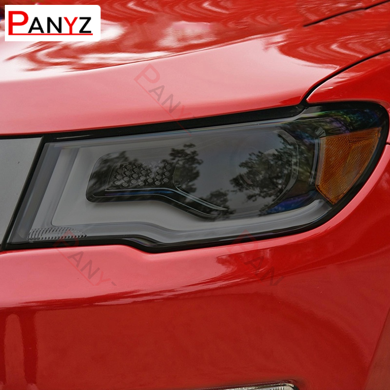 2 Pcs For Jeep Compass 2017 2018 2019 2020 Car Headlight Film Headlamp Transparent Black TPU Protective