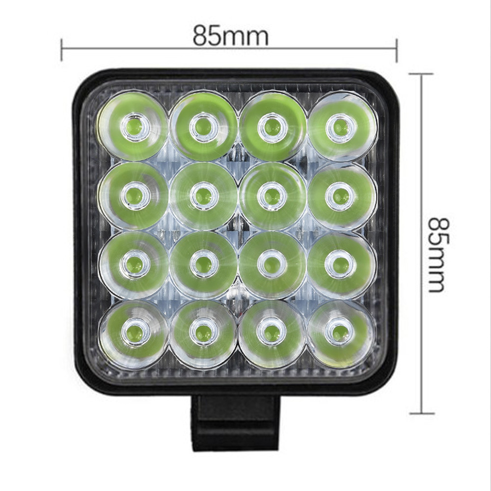 16-LED Work Green Lights Bar Floodlight Car ATV Off-road Driving Fog Lamp 12V/24V 48W 6000K For Project Vehicles Excavator Truck