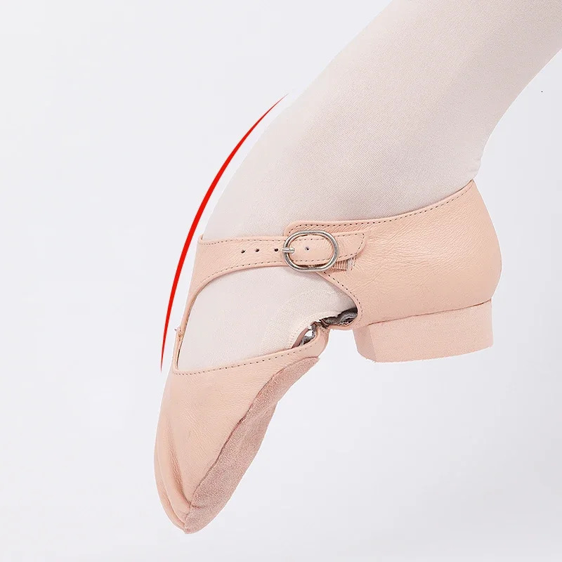 Genuine leather elastic jazz dance shoes for women T-belt ballet lyrical dance shoes teacher dance sandals Excel shoes 241111