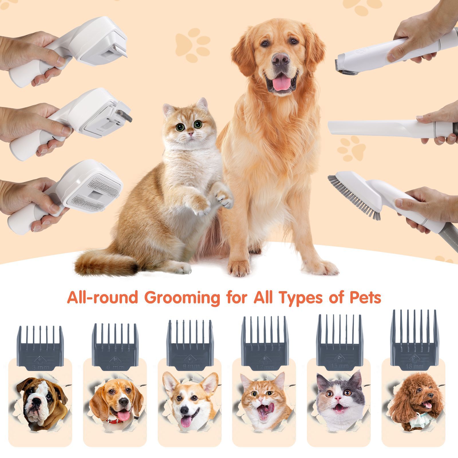 2024 Portable Pet Grooming Vacuum Cleaner Kit Machine Pet Dryer And Vacuum Pet Trimmer