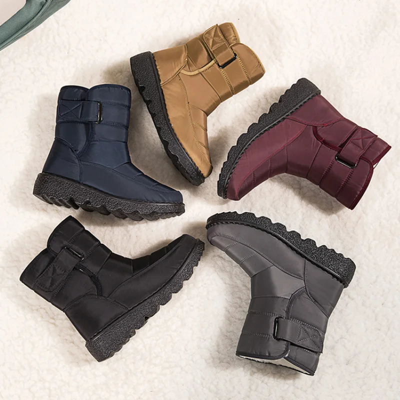 Rimocy anti slip and waterproof womens snow boots 2024 thick plush winter ankle boots womens platform keep warm cotton padded shoes 241111