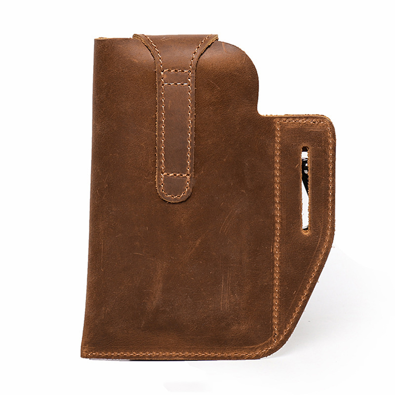 Vintage Genuine Leather Waist Bag Men Belt Mobile Phone Protective Case Outdoor Tactical 955b9
