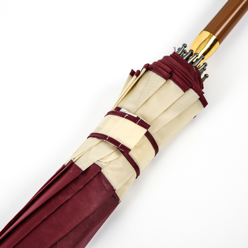 Elegant Straight Pole Umbrella with Premium Wooden Handle - Perfect Blend of Functionality and Fashion for Everyday Carry