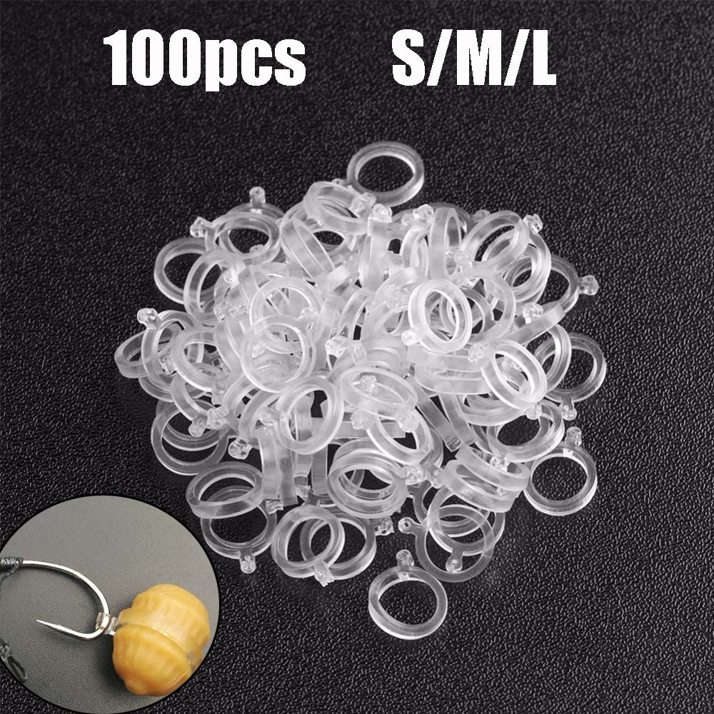 100pcs White PE Pellet Lure Bait Bandage Elastic Baitbands for Carp fishing Pellets Bait Bander Holder Boilie Stops