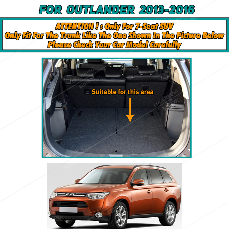 Full Coverage Trunk Mat For Mitsubishi Outlander 7-Seat 2013-2018 17 16 15 14 Car Boot Cover Pad Interior Protector Accessories 61b84