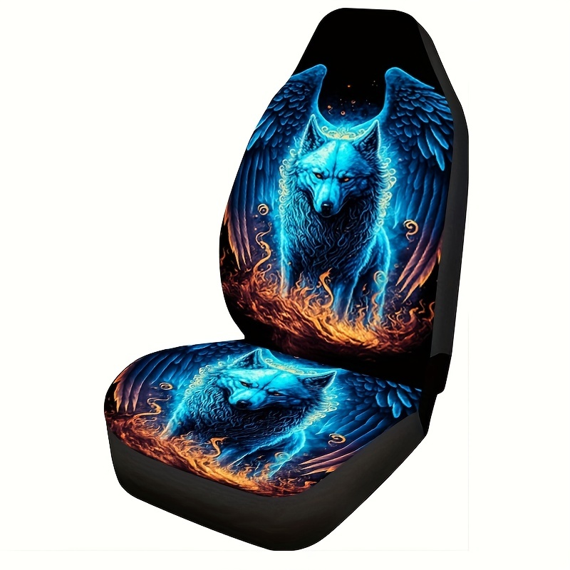 Wolf Printed Men Car Seat Cover Front Seats Only Full Set of 2 Bucket Seat Protector Car Seat Cushions for Car SUV Truck or Van 22e56