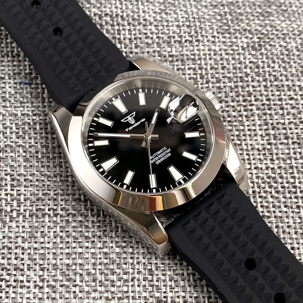 Tandorio 36mm NH35A Black Green Blue Dial Dive 200M Waterproof Automatic Watch For Men Sapphire Glass Luminous Rubber Strap 4ae8b 5 e1ab0