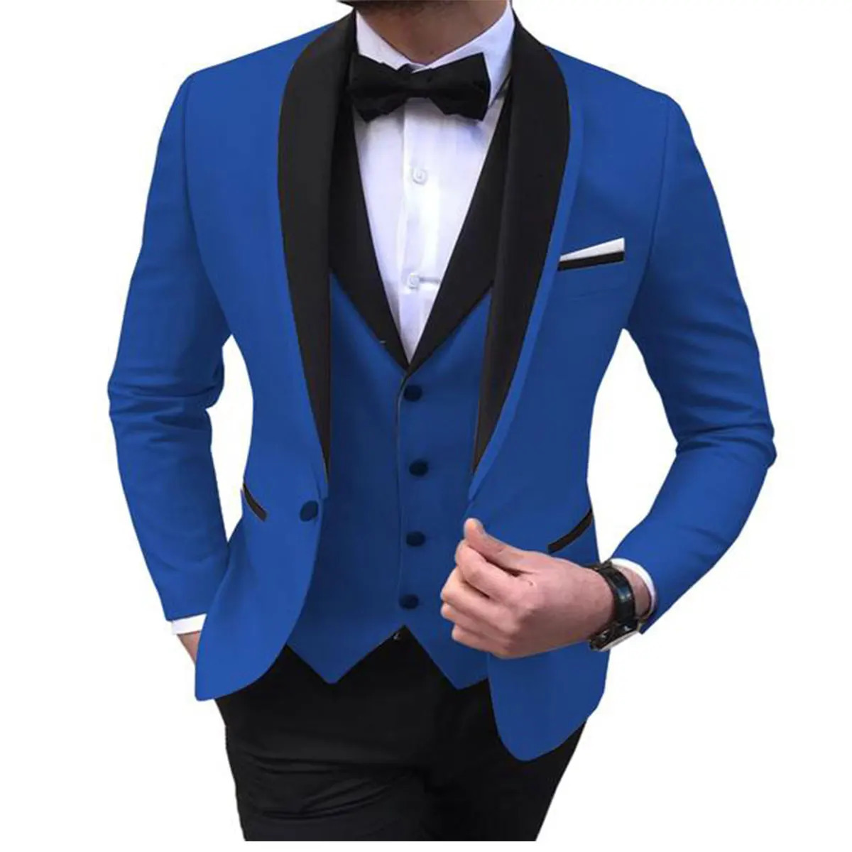White Mens Suits Men 3 Piece Formal Wedding Shawl Lapel Casual Tuxedos for Prom Groomsmen BlazerVestPant 240412